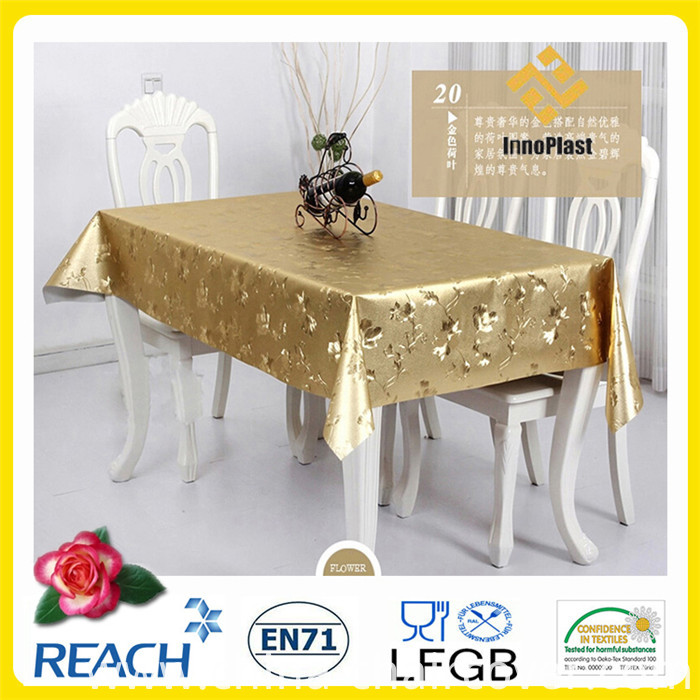PVC Double Side Gold Embossed and Printed Tablecloth